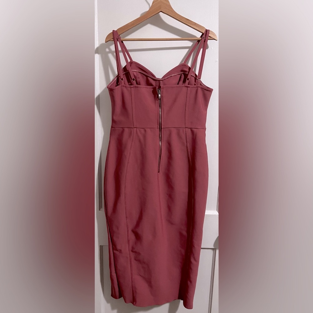 Mauve Bandage Strappy Mesh Bust Panel Midaxi Dress - Picture 3 of 6